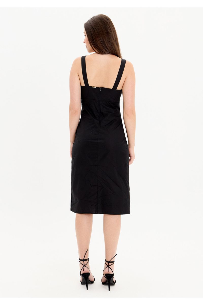 Vestido Super Midi Decote V Com Zíper