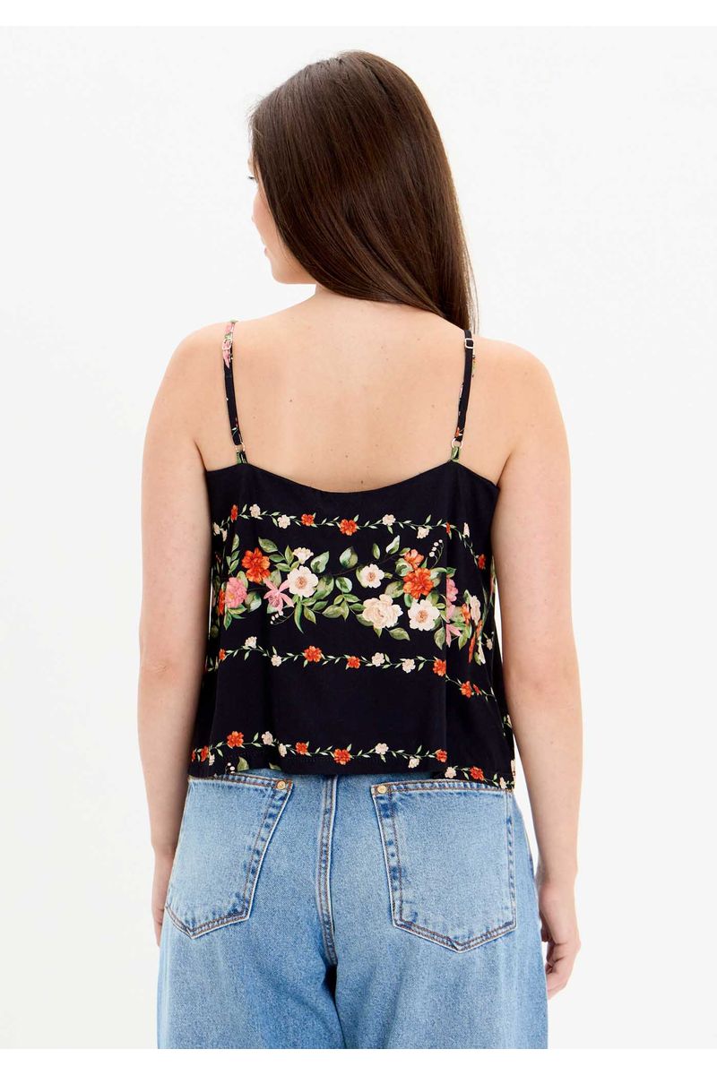 Blusa Estampada Alças Com Enfeite