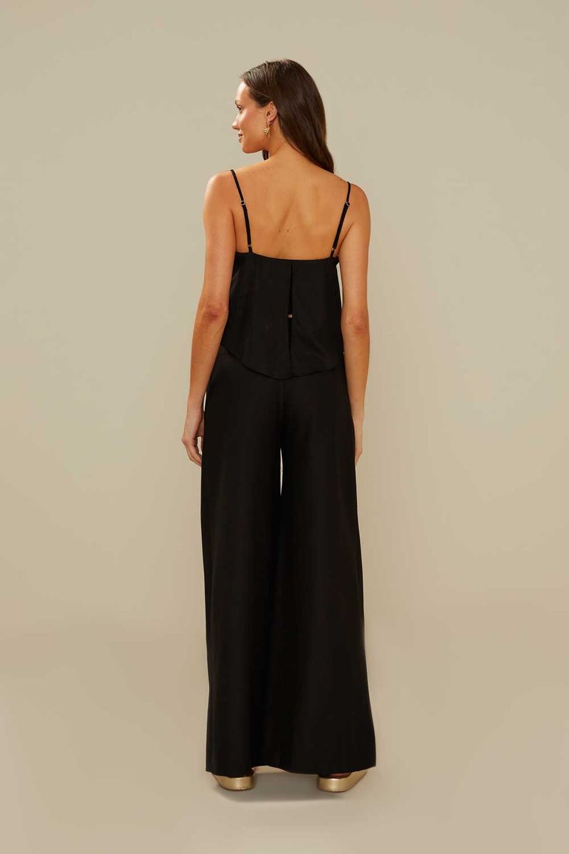 Calça Pala Larga Linho - Preto