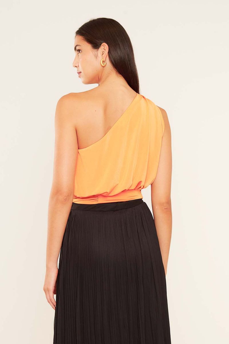 Blusa Malha Fluida Ombro Só - Laranja Organico