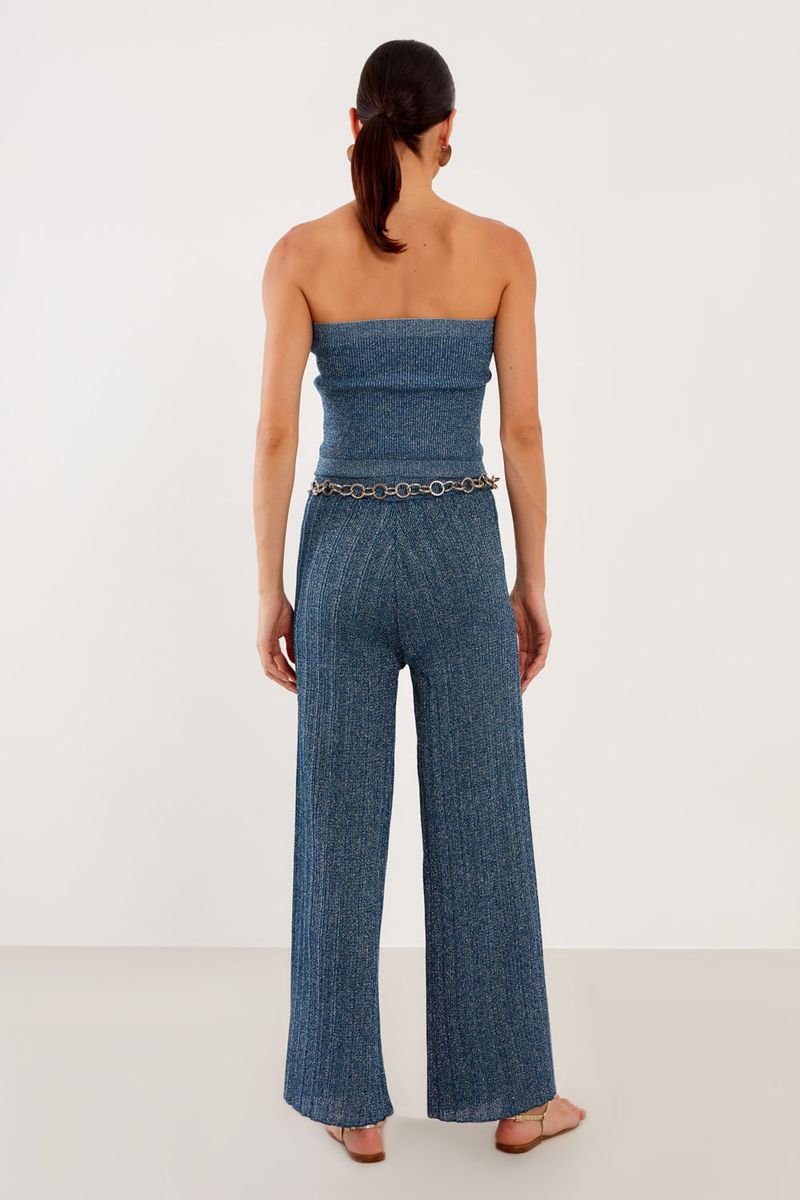 Calça Tricot Lurex - Azul Cold