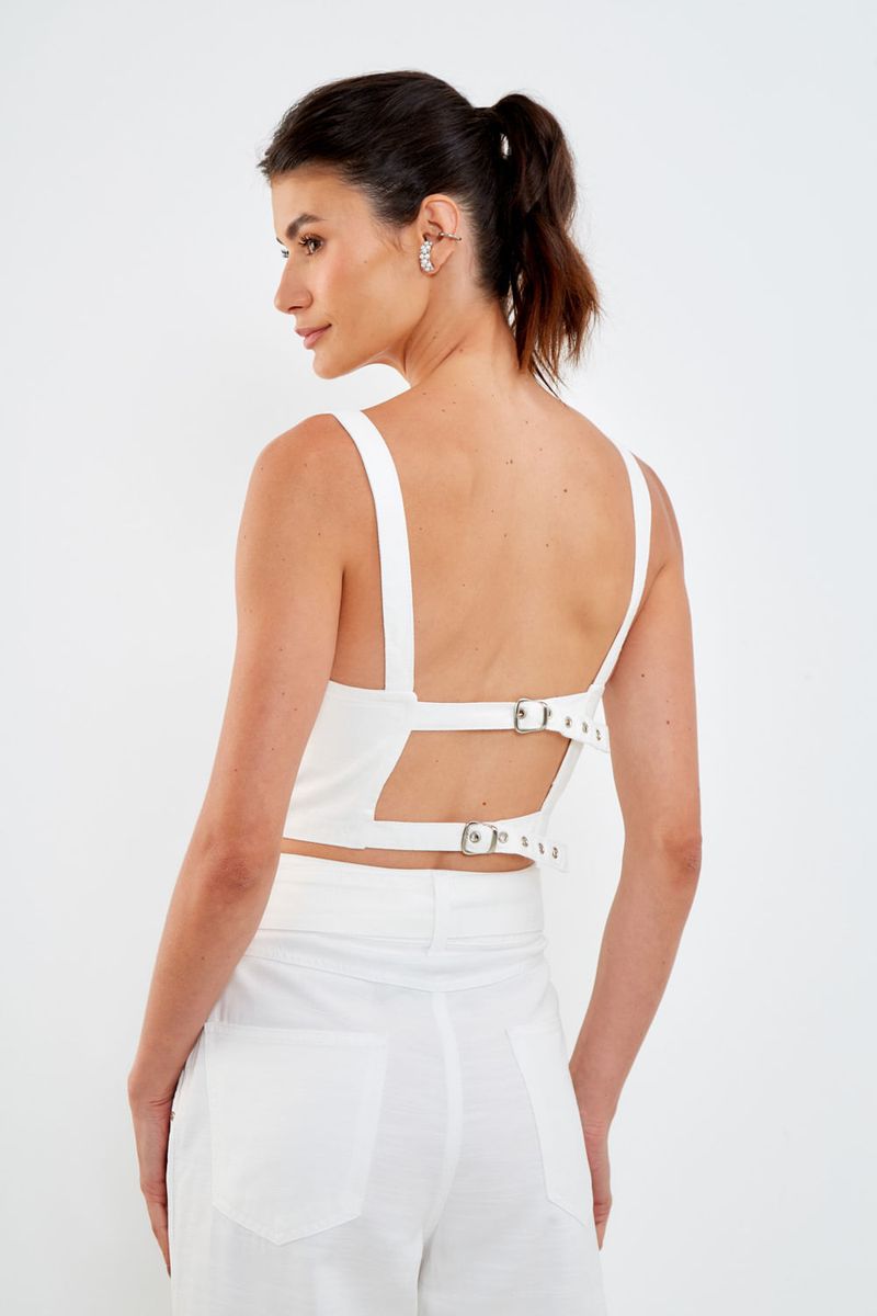 Top Sarja Decote Wet - Off White
