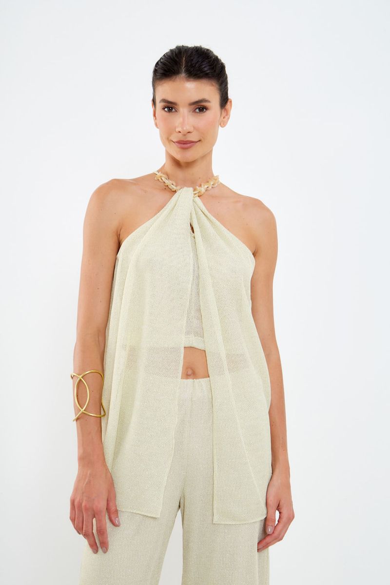 Túnica Malha Shine Gold - Off White