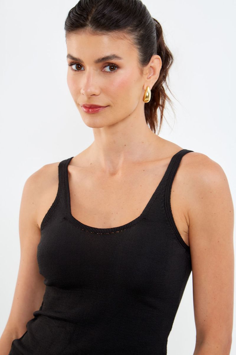 Regata Tricot Alça - Preto