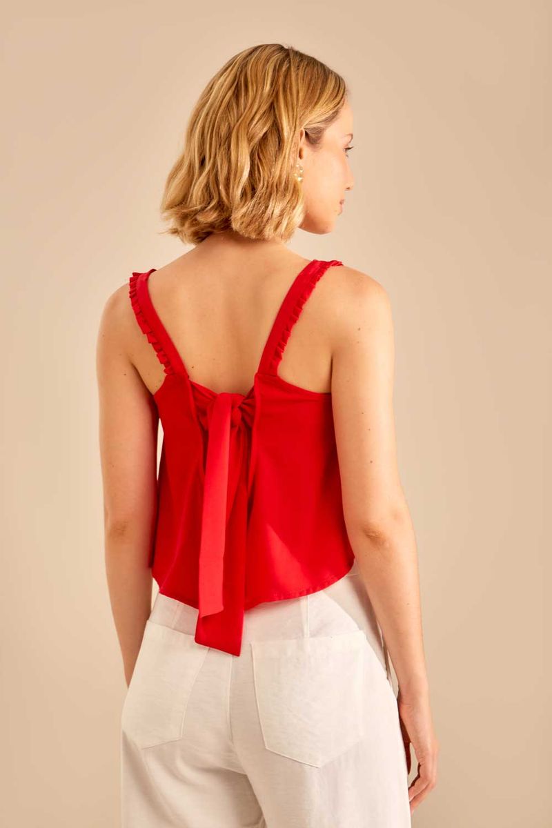 Blusa Tecido Amarração Costas - Vermelho Verdade