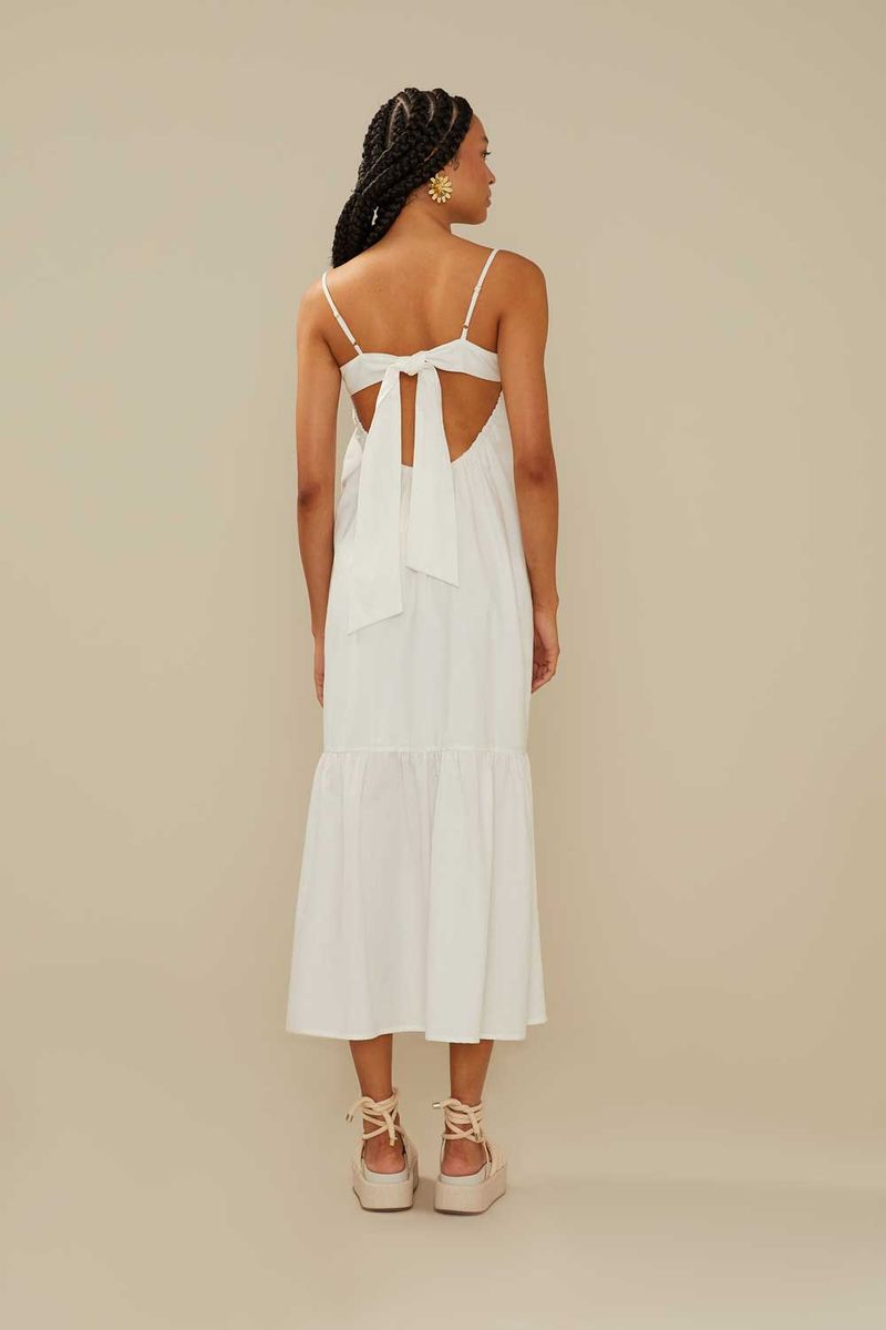 Vestido Tecido Algodão Midi - Off White