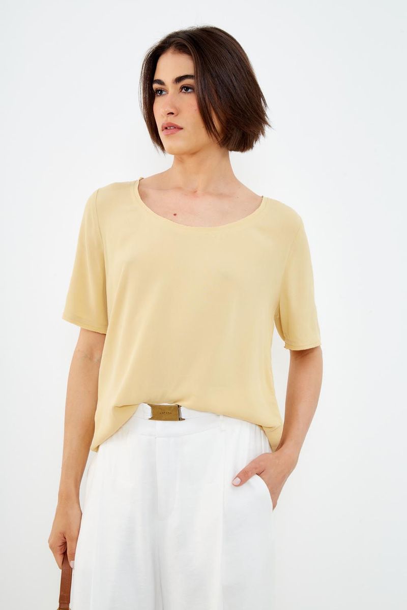 Blusa Basic Decote Canoa - Bege Nativa