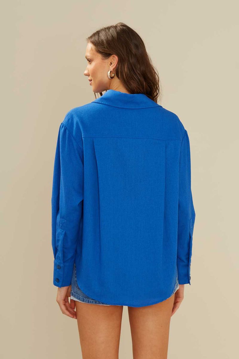 Camisa C/Detalhe Punho - Azul Alma