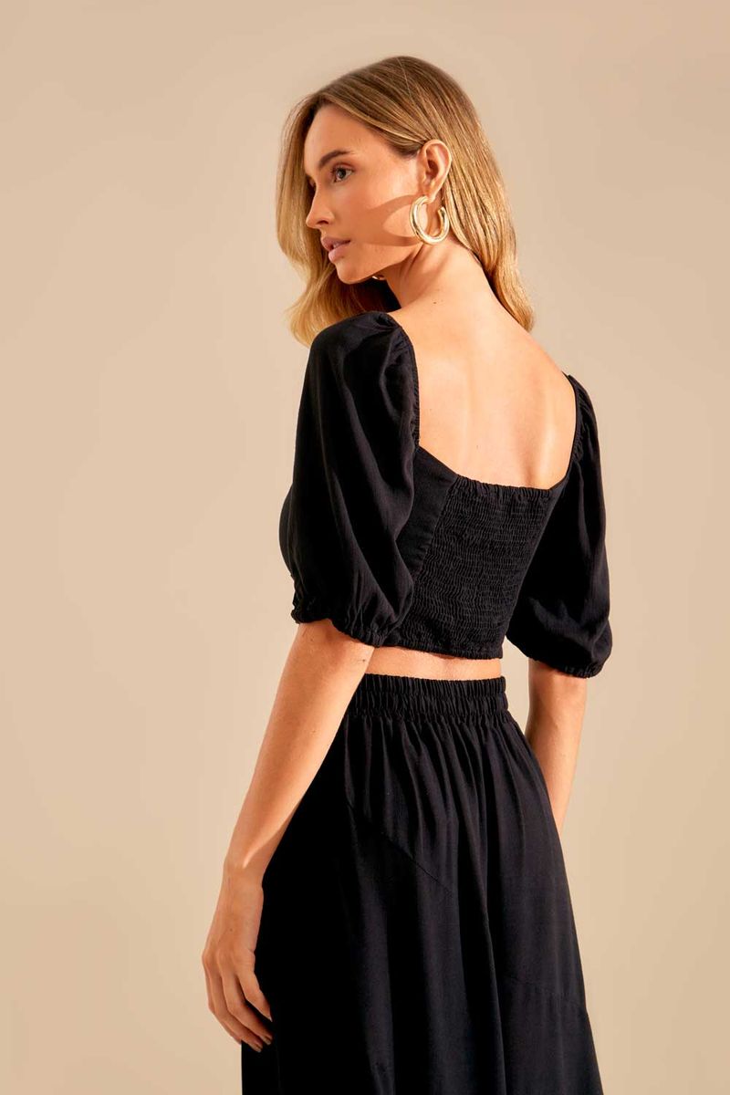 Blusa Tecido Busto Elástico - Preto