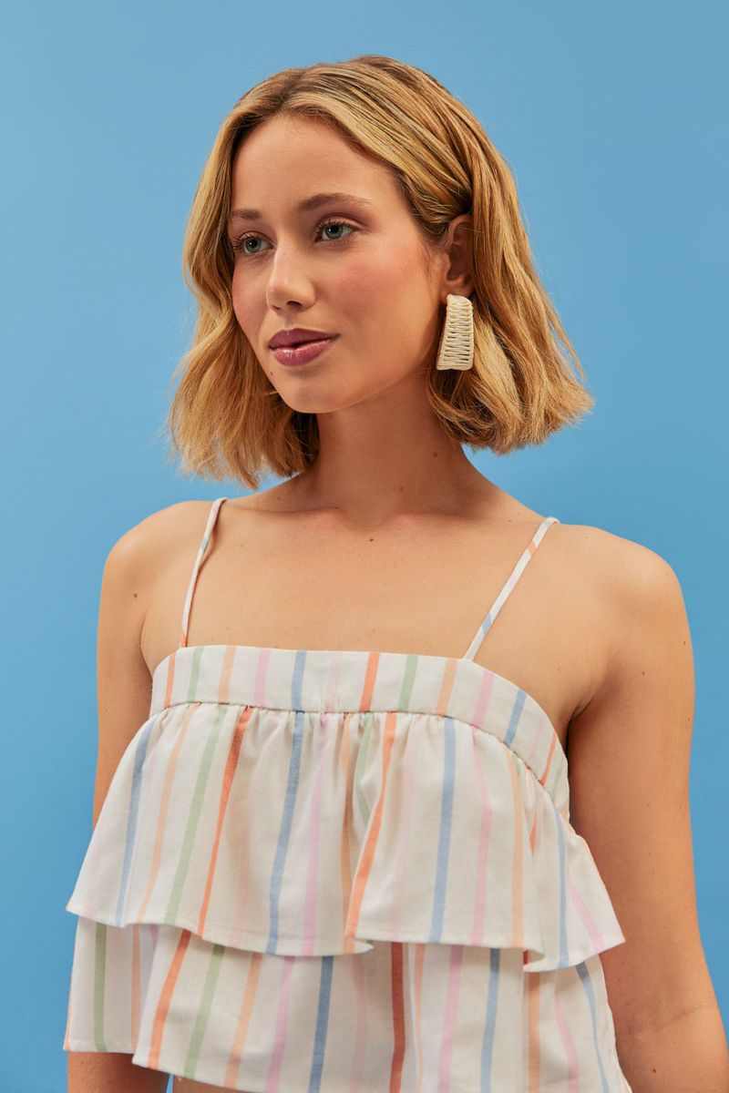 Blusa Tecido Pala Listra - Listrado