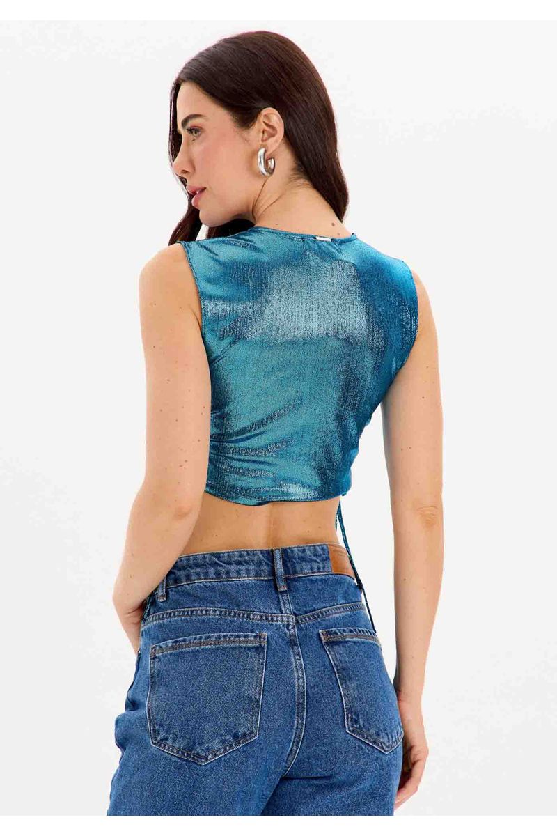 Blusa Cropped Com Amarracao Lateral