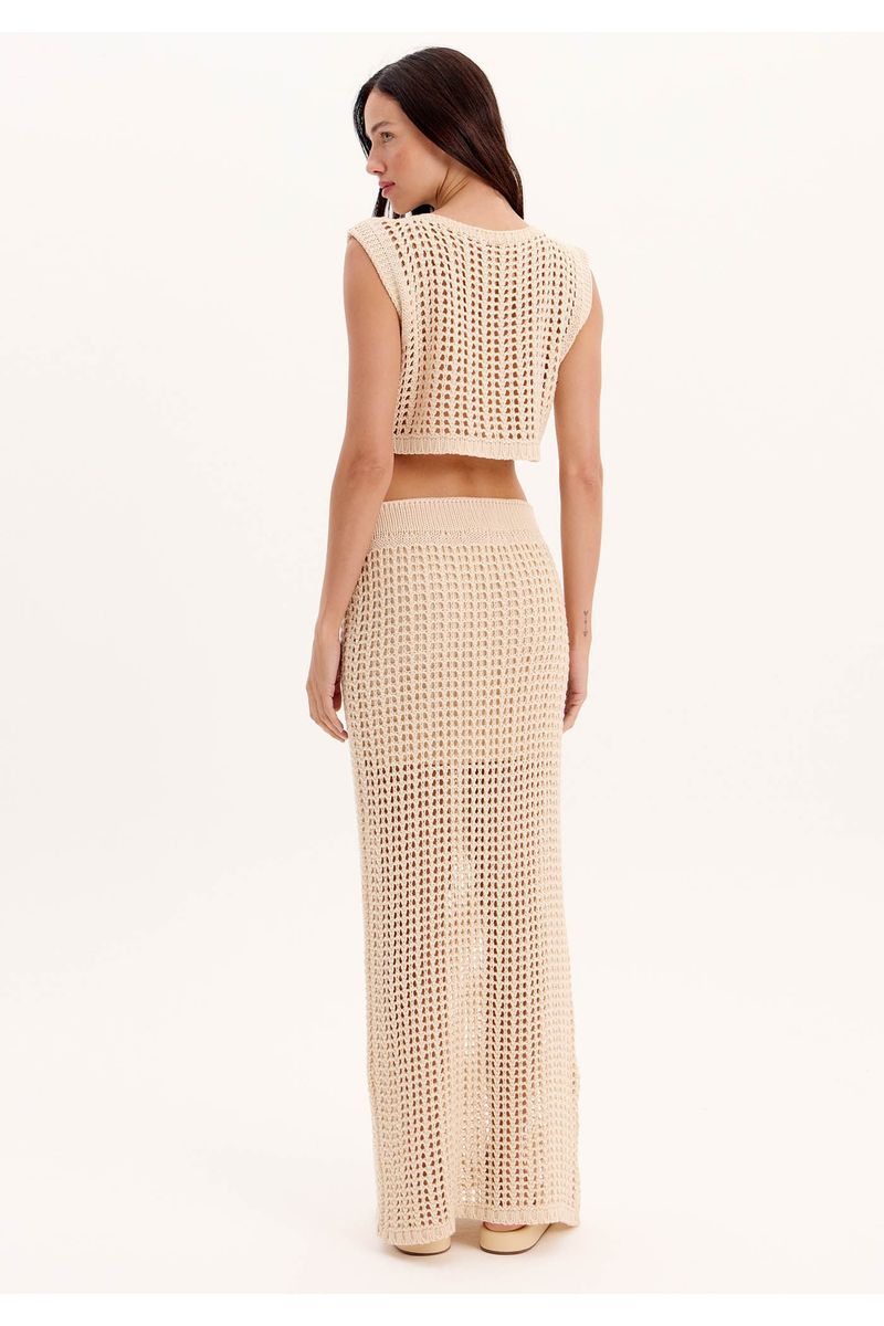 Saia Midi Cintura Alta Tricot