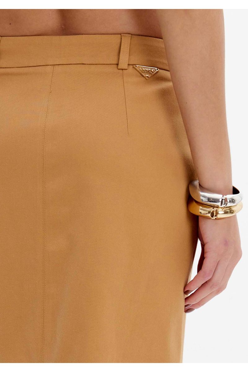 Saia Super Midi Cintura Alta Com Bolsos