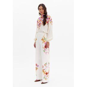 Calça Cintura Alta Wide Leg Estampada