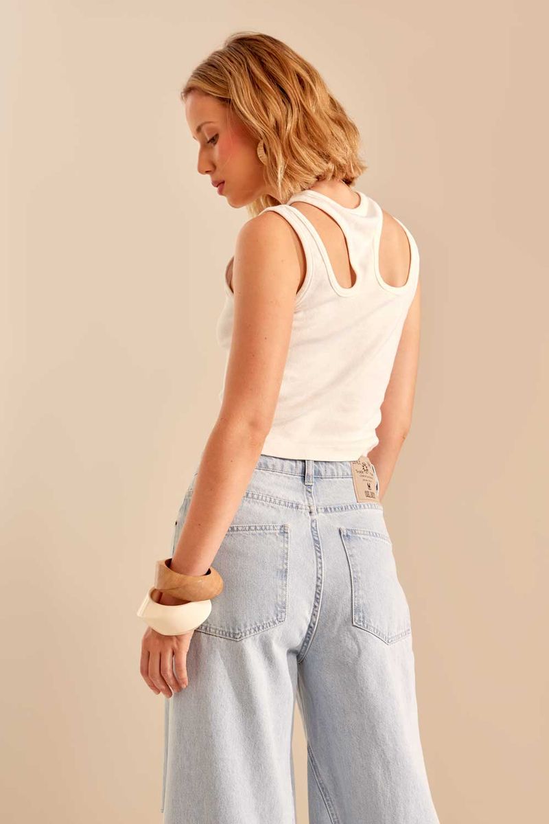 Blusa Malha Alça Dupla - Off White