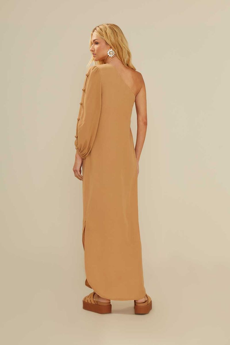 Vestido Midi Detalhe Esferas - Bege Creme