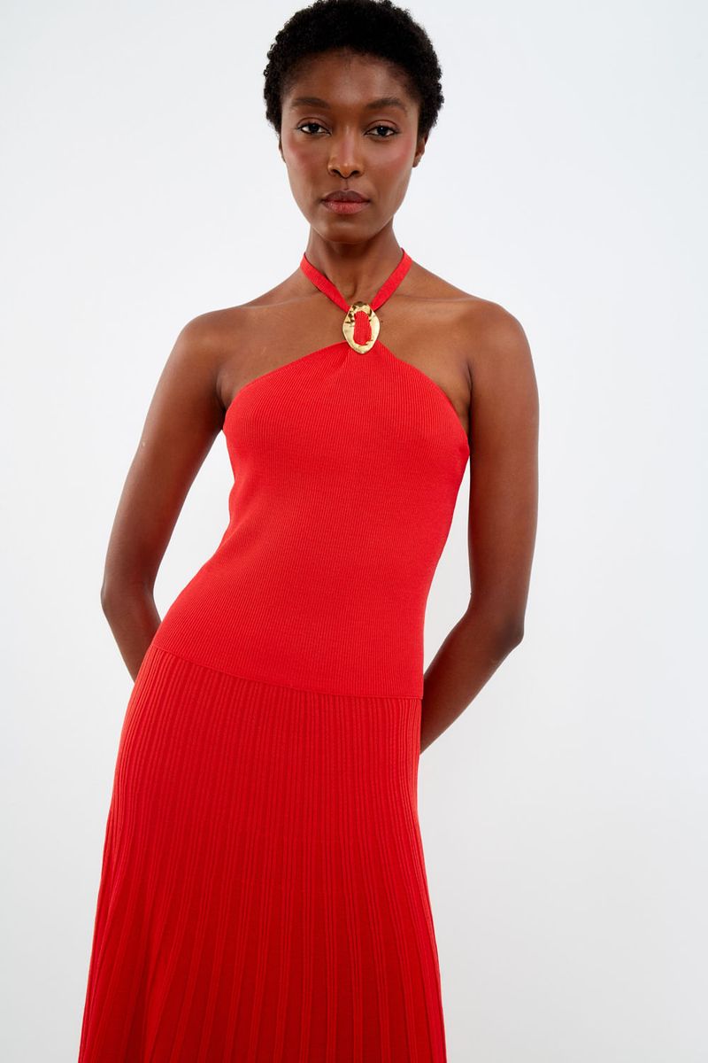 Vestido Tricot Metal - Vermelho Amare
