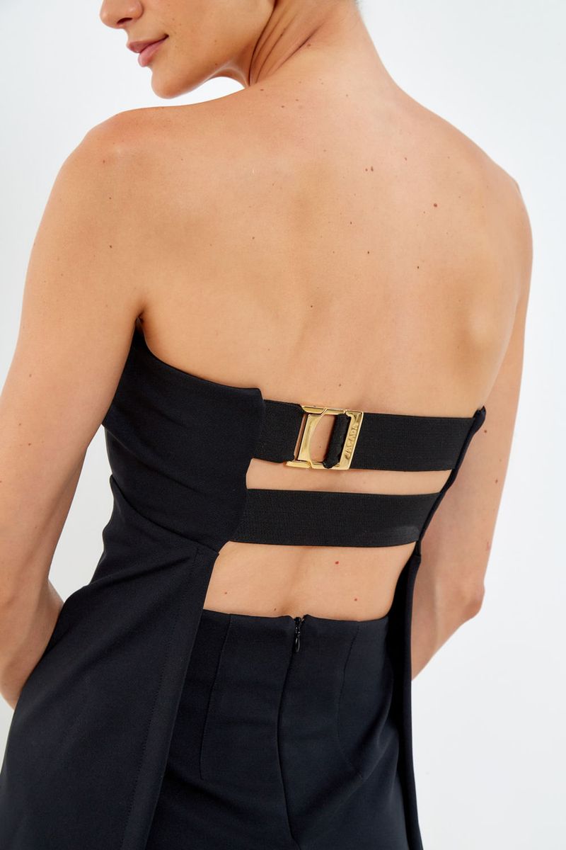 Blusa Malha Sem Alça Fivela - Preto