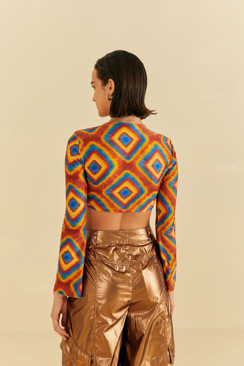 Cropped Manga Longa Tie Dye Riscadinho