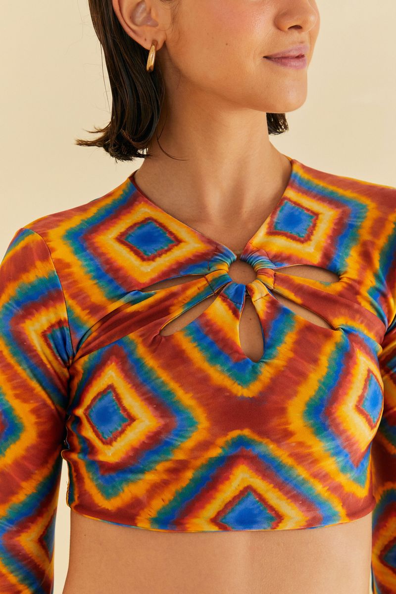 Cropped Manga Longa Tie Dye Riscadinho