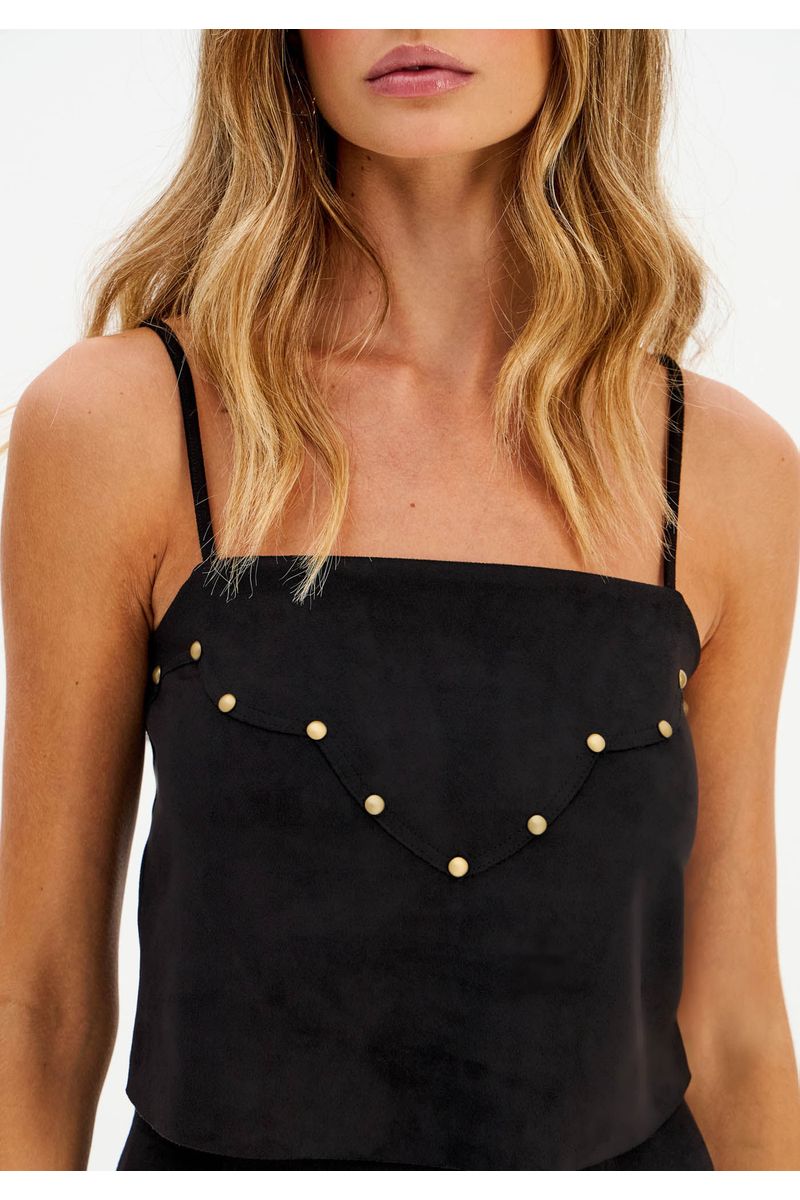 Blusa Cropped De Alça Camurça