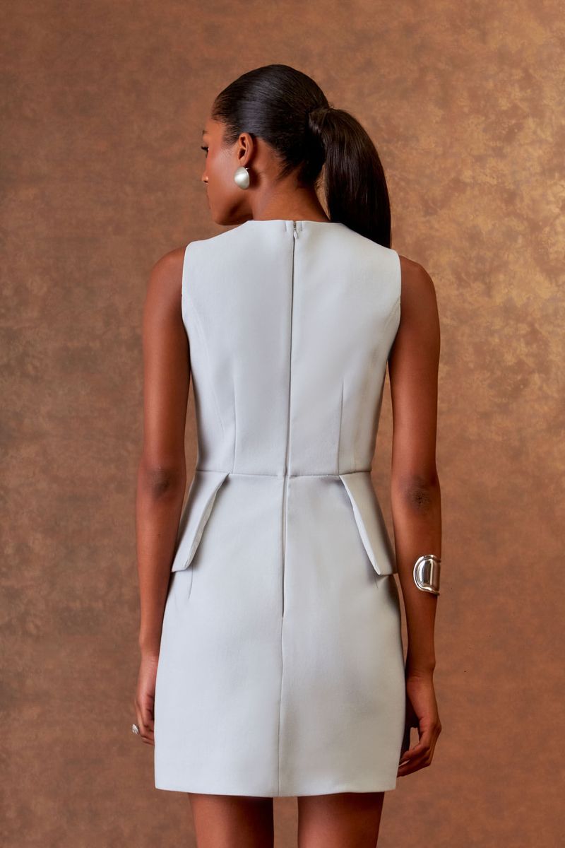 Vestido Curto Zíper E Basque