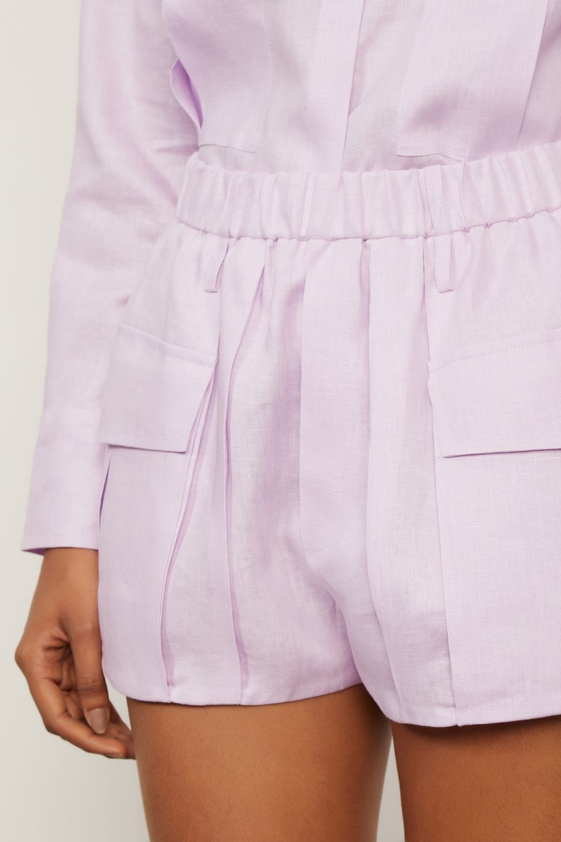 Short De Linho Rosa Vintage
