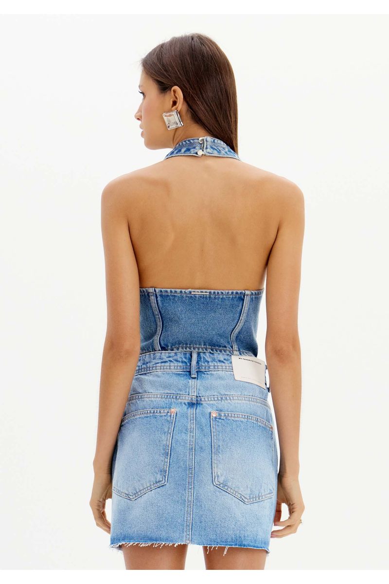 Blusa Jeans Com Amarração