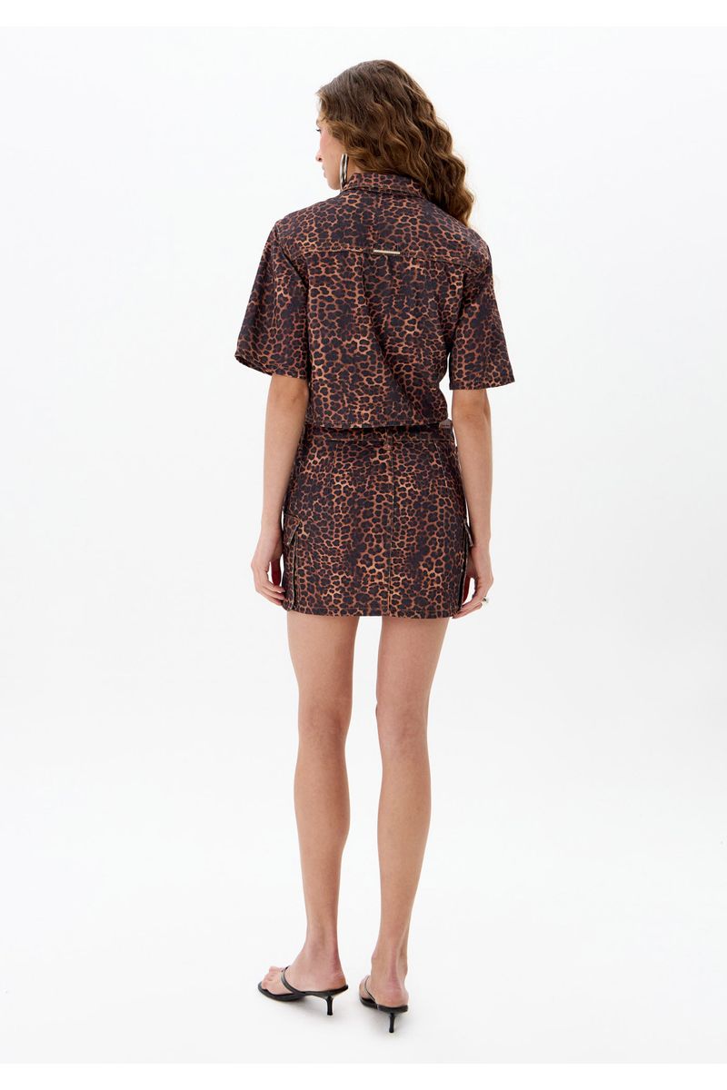 Saia Curta Sarja Cargo Animal Print