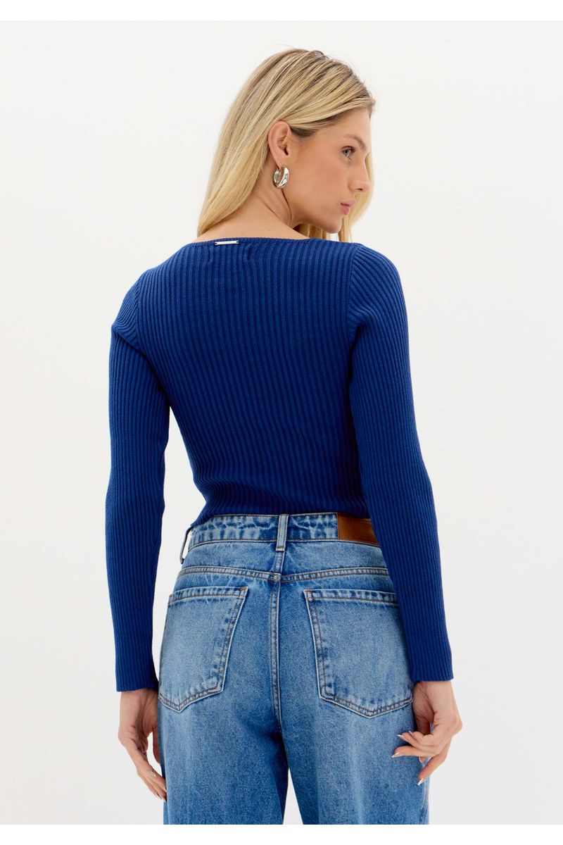 Blusa Tricot Cropped Manga Longa