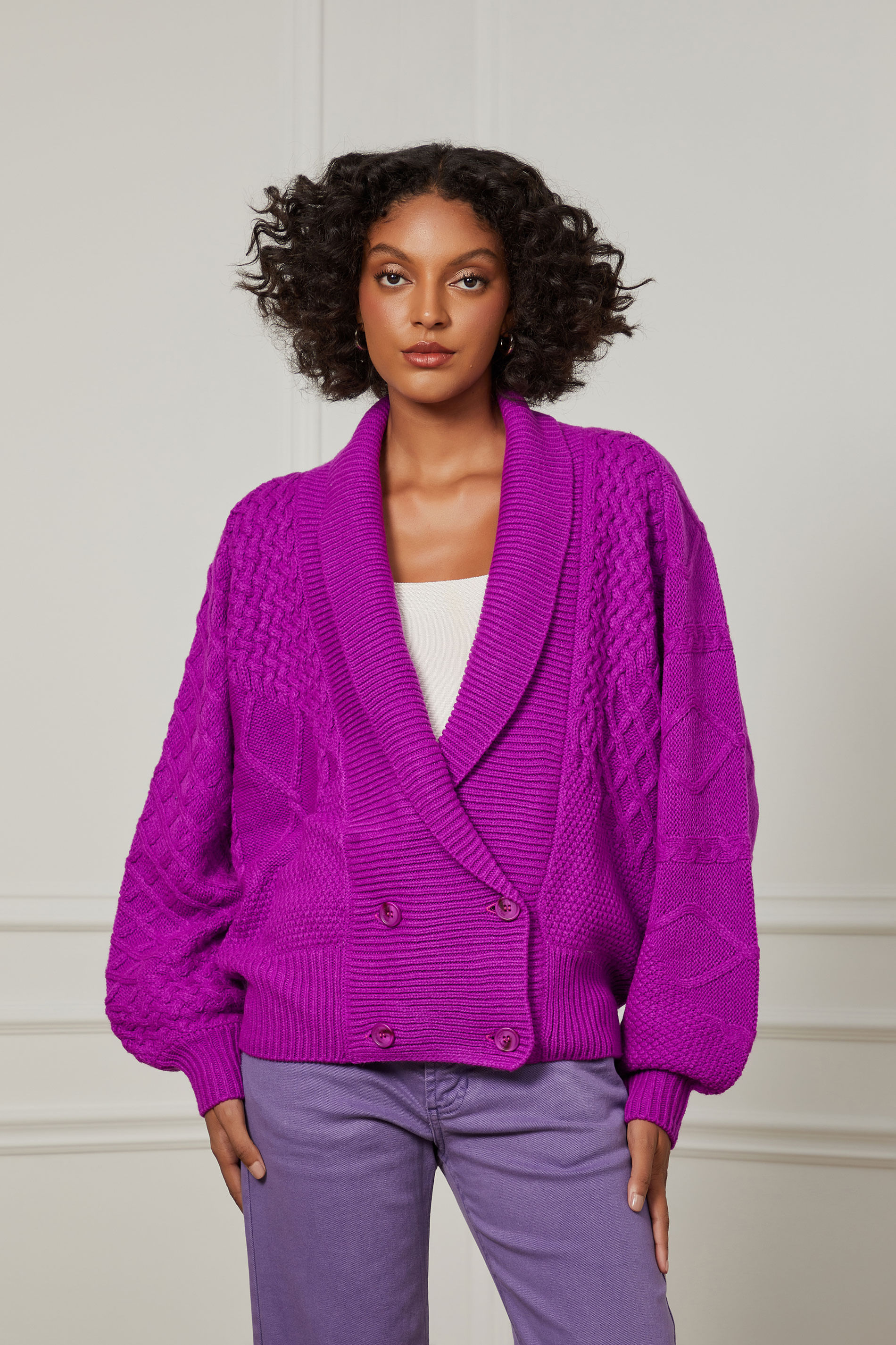 Cardigan De Tricot Texturas