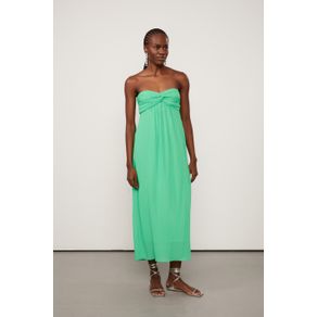 Vestido Midi Tomara Que Cai Verde Busto Torcido