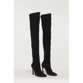 Bota De Camurça Stretch Cano Alto Preto Preto