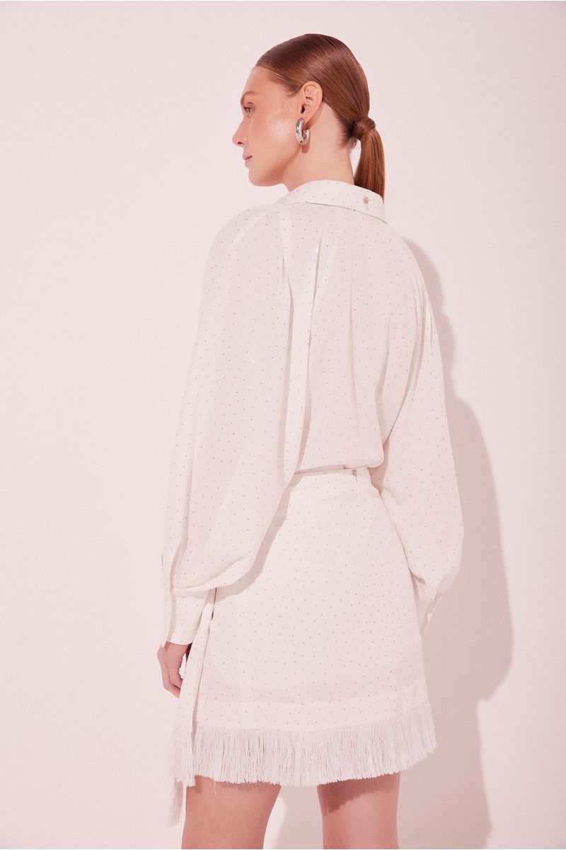 Saia Curta Brilho Off White
