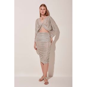 Blusa Cropped Espelho Do Mar PRATA/SILVER P/S