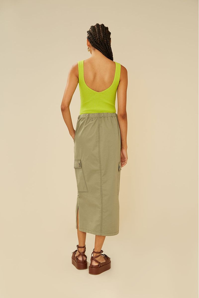 Saia Sarja Midi Cargo - Verde Sombra