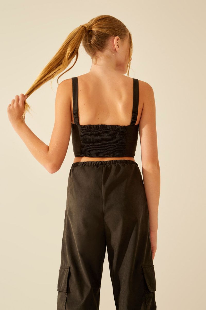 Cropped Corset Techno - Preto