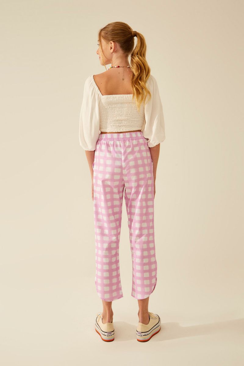 Calça Estampa Vichy Lilás - Est Vichy Lilas