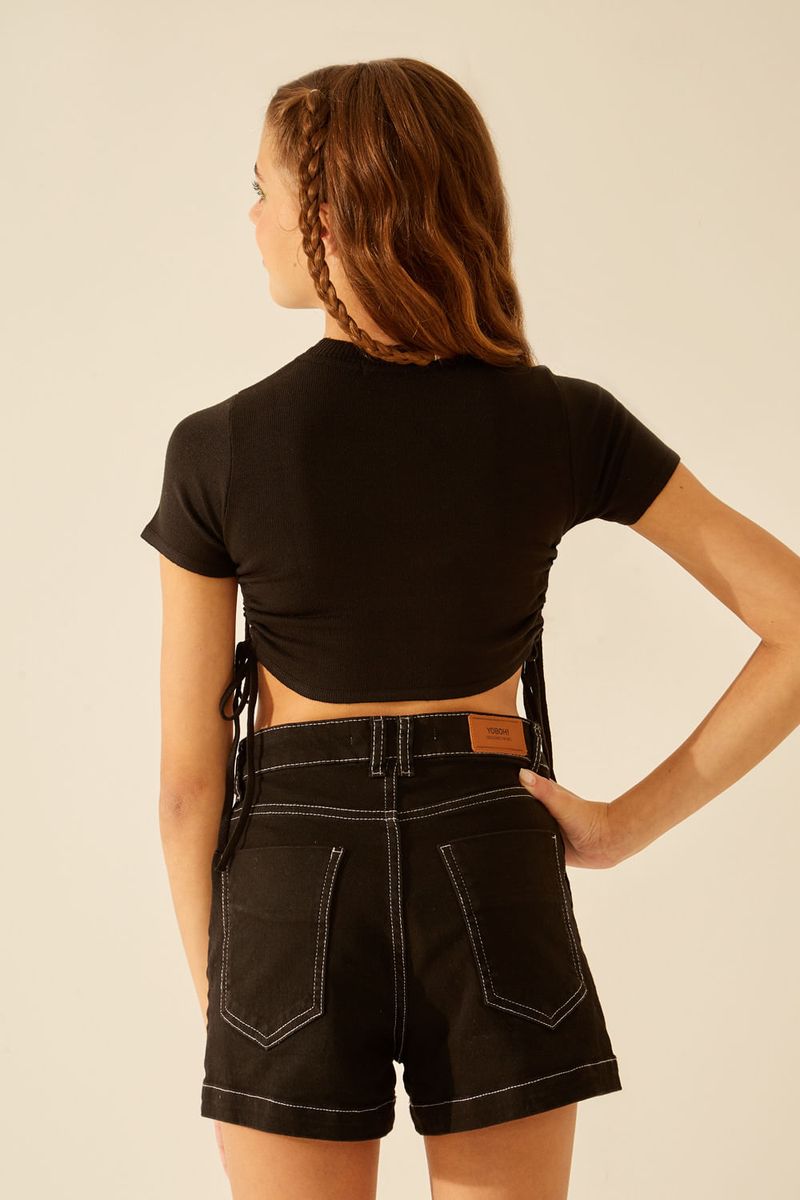Cropped Tricot Amarração - Preto