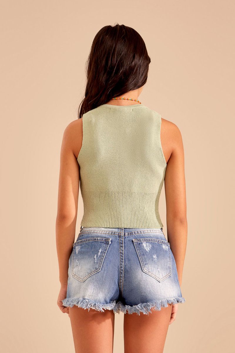 Cropped Tricot Barra Canelada - Verde Vibrante