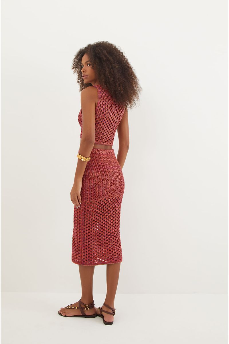 Saia Midi Aria Tricot Berry Burst