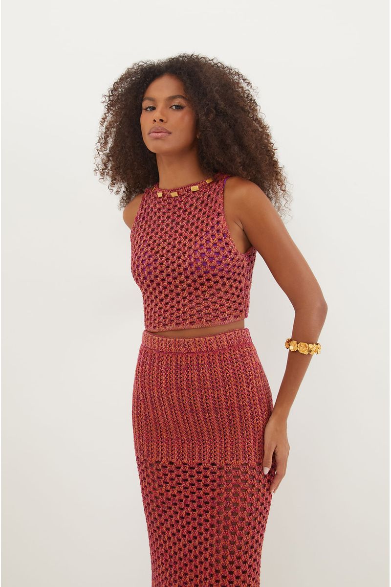 Saia Midi Aria Tricot Berry Burst