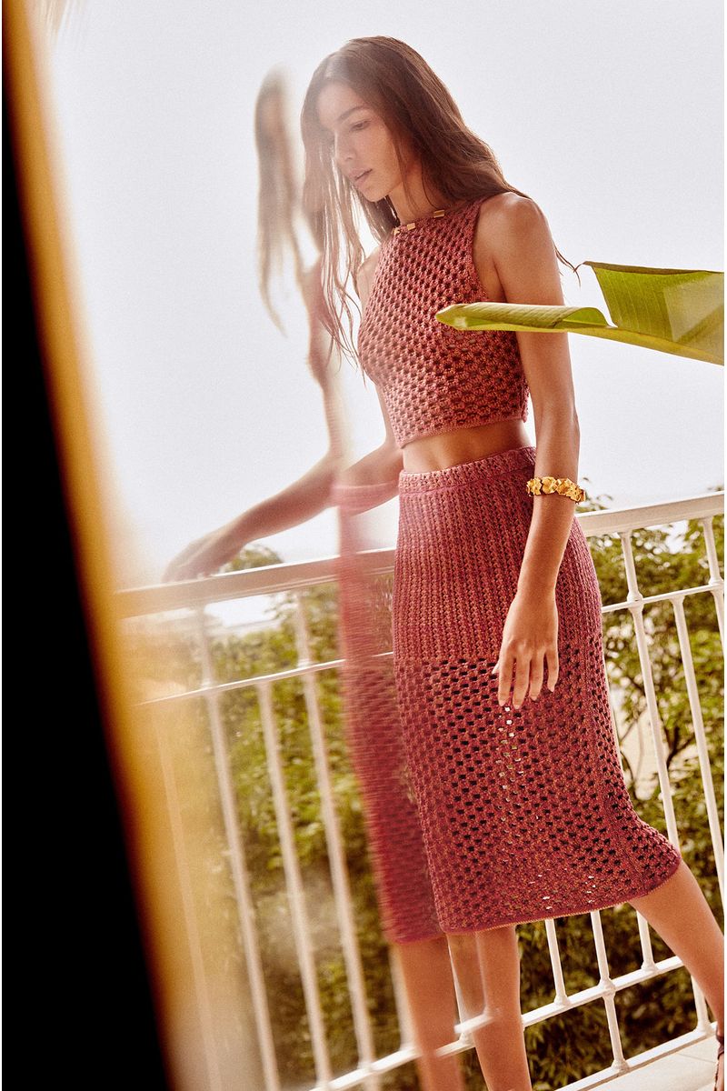 Saia Midi Aria Tricot Berry Burst