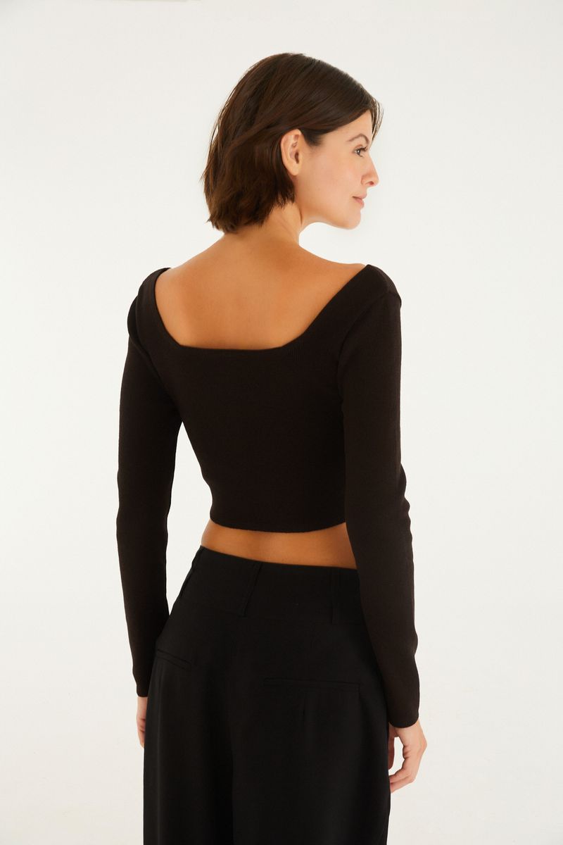 Top Manga Comprida Tricot