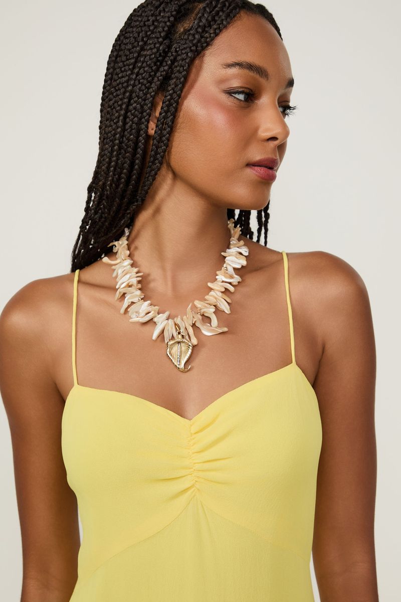 Vestido De Georgette Pesado Midi De Alça
