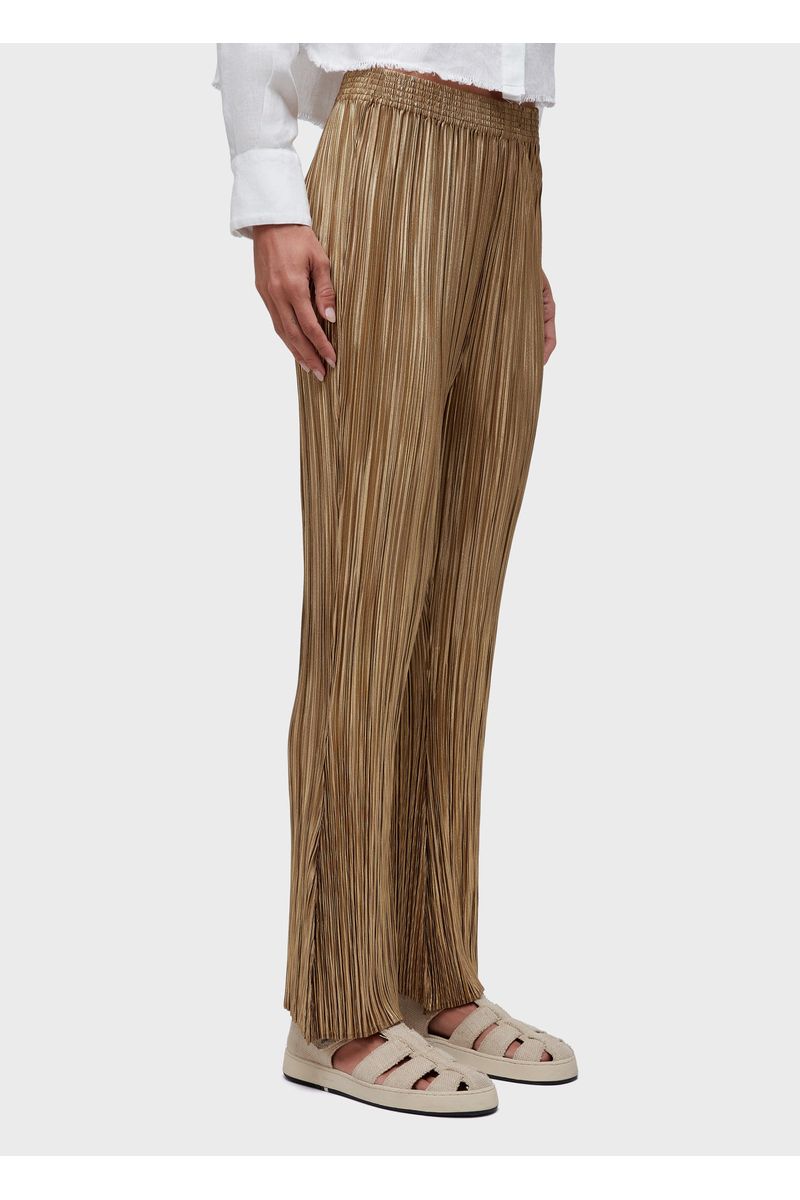 Calça reta plisse gold