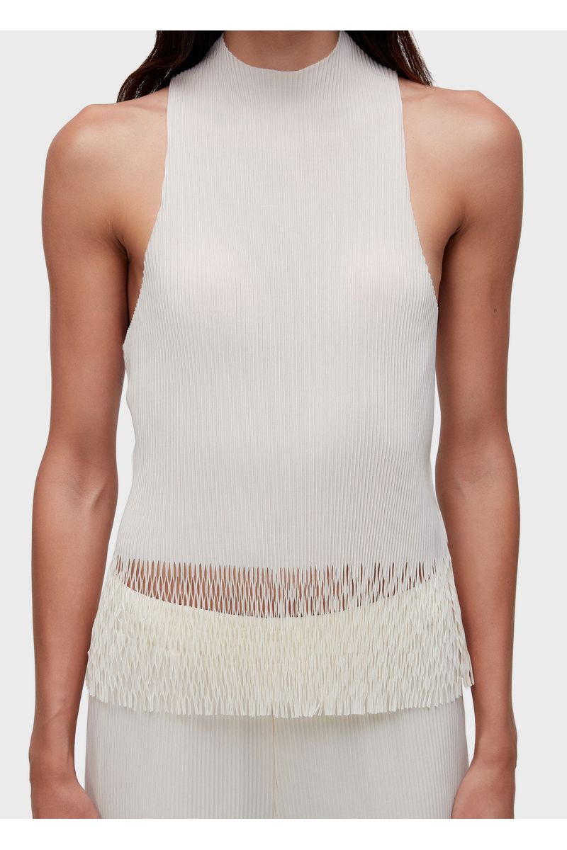 Blusa raglan gola plisse