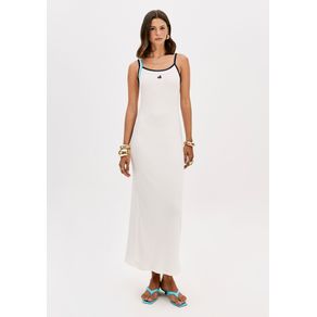 Vestido Canelado De Alças Super Midi Branco M
