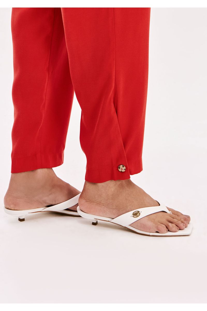 Calça Carrot Cintura Média Com Bolsos