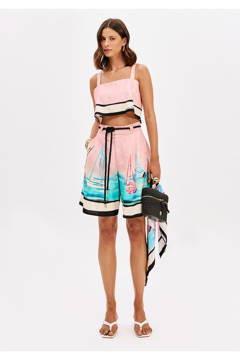 Top Cropped De Alças Estampado